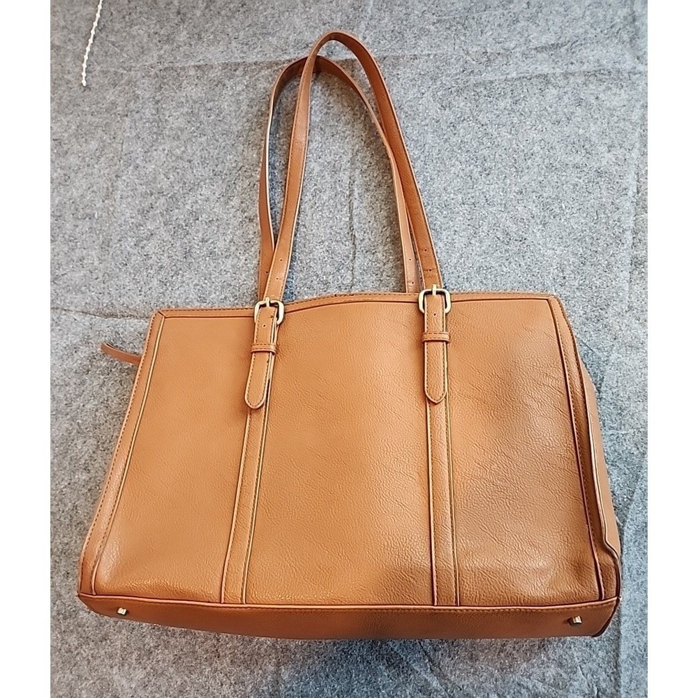 Vintage ECOSUSI Laptop Tote Bag Briefcase Womens VEGAN Faux Leather Brown - Picture 4 of 10